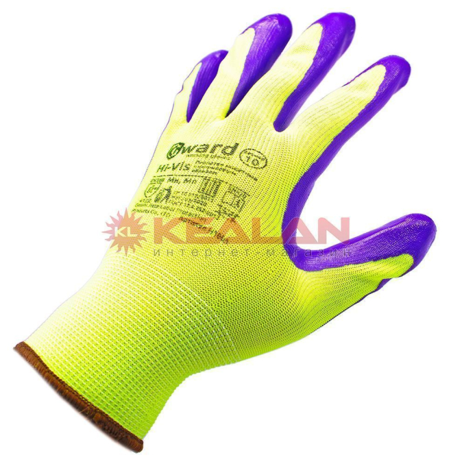 GWARD Hi-Vis перчатки нейлоновые с нитриловым покрытием, 10/XL