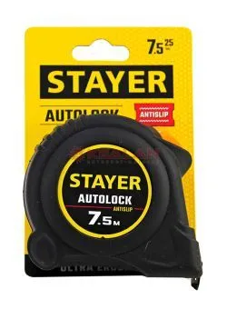 STAYER AutoLock рулетка с автостопом, 7.5 м, 25 мм.
