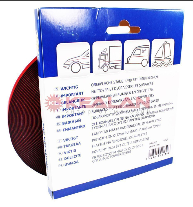 HPX HSA002 двухсторонняя акриловая лента HSA, черная, 6 мм, 10 м.