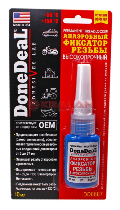 Done Deal DD6687 фиксатор резьбы, сильной фиксации, 10 мл.