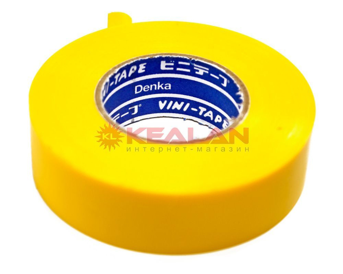 Denka Vini-Tape 234 изолента желтая, ПВХ, 0,13 мм, 19 мм, 20 м.