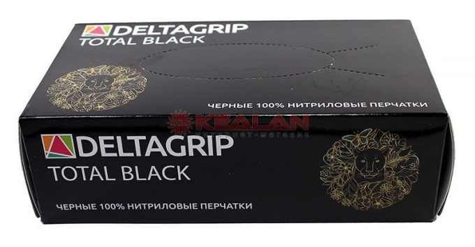 GWARD DELTAGRIP Total Black перчатки нитриловые неопудренные черного цвета, M, 100 шт.