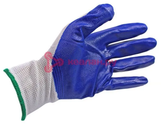 GWARD Blue перчатки нейлоновые белые с синим нитриловым покрытием, размер 8/M