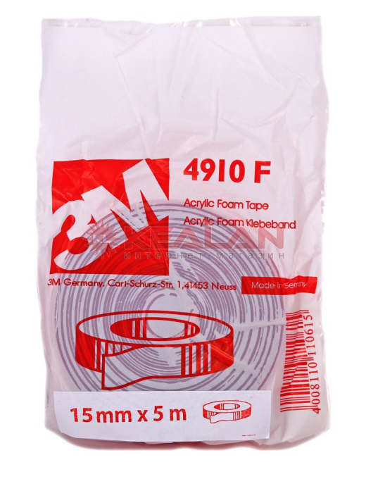 3M™ 4910 скотч, акриловая лента двухсторонняя прозрачная, 0,8 мм, 15 мм, 5 м.