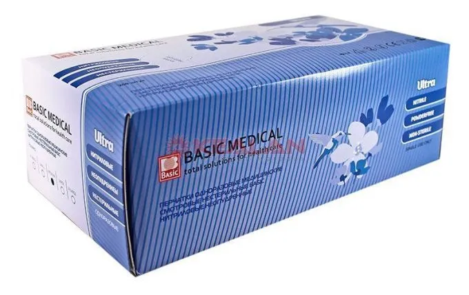 Basic Medical Ultra нитриловые перчатки, размер M, голубые, 200 шт.