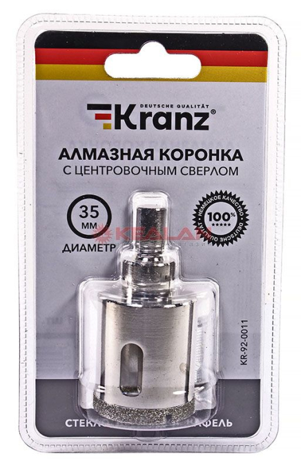 KRANZ коронка алмазная 35 мм, по керамограниту с центровочным сверлом