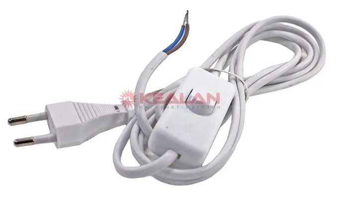 REXANT 11-1133 cетевой шнур с выключателем белый, 2х0,75 мм², 1,8 м.