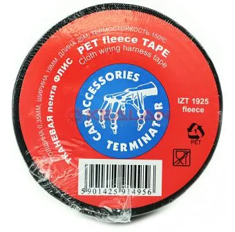 Terminator IZT 1925 fleece изолента черная тканевая, 19 мм, 25 м.