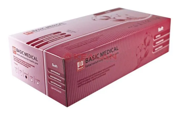 Basic Medical Soft нитриловые перчатки, размер M, голубые, 100 шт.