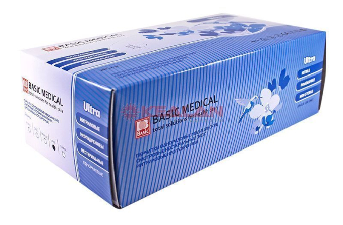 Basic Medical Ultra нитриловые перчатки, размер L, голубые, 200 шт.