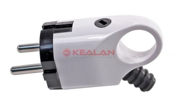 REXANT 11-8952 вилка евро угловая с з/к бело-черная с кольцом 16А  