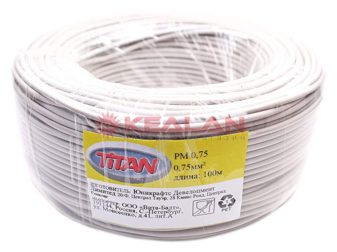TITAN PM 0,75 провод монтажный серый 0,75 мм², 100 м.