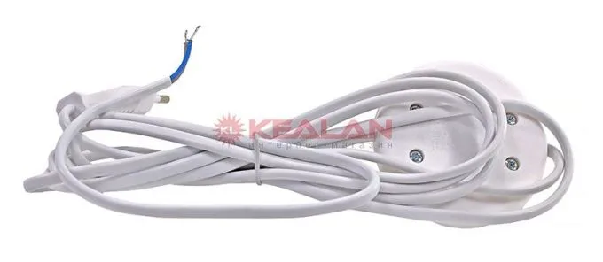 REXANT 11-1145 cетевой шнур с напольным переключателем белый, 2х0,75 мм², 2,5 м.