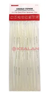 REXANT 09-1270 клеевой стержень, прозрачный, d=11 мм, L=270 мм, 10 шт.