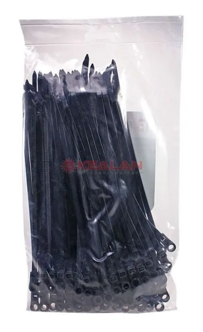 Fortisflex 220x4.5 стяжка нейлоновая с отверстием под винт черная, 100 шт.