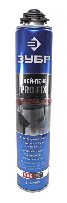 ЗУБР PRO FIX клей-пена монтажный, профессиональный, под пистолет, всесезонный, 750 мл. 