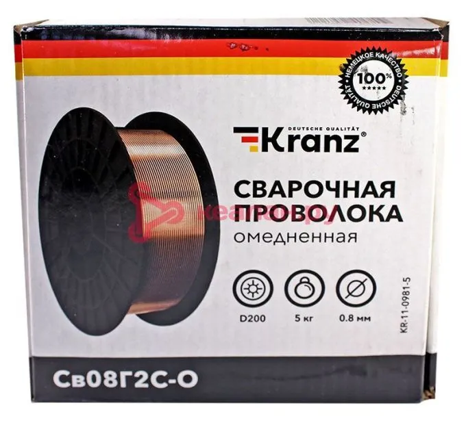 KRANZ сварочная проволока омедненная Св08Г2С-О (ER70S-6; SG2), 5 кг 0,8 мм D 200