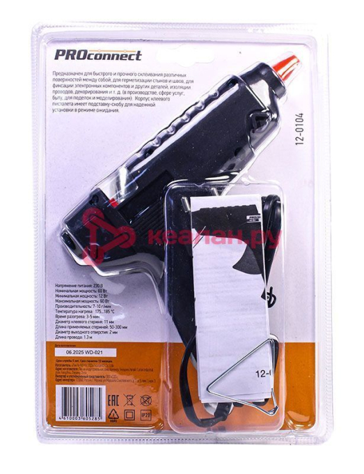 PROconnect 12-0104 пистолет клеевой, 60 Вт.