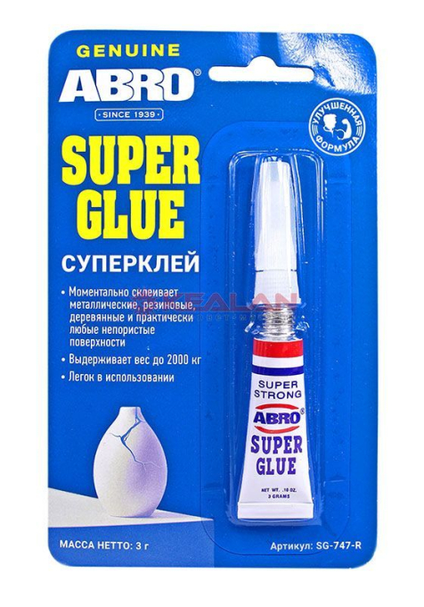 ABRO SG-747-R супер клей, 3 г.