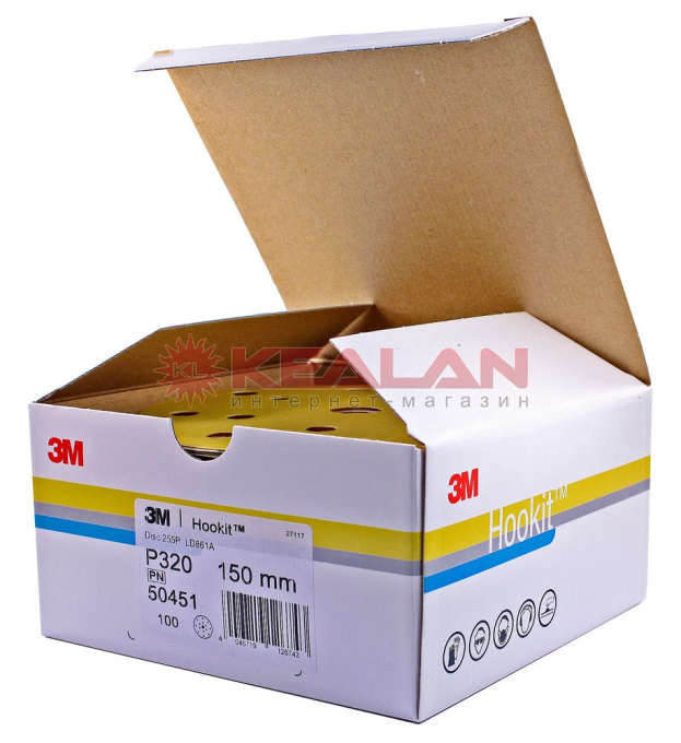 3M™ 50451 255P+ круг абразивный, золотой, 15 отверстий, Р320, 150 мм.