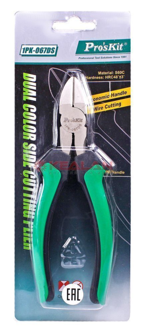 Pro'sKit 1PK-067DS бокорезы/кусачки, с нескользящими двухкомпонентным покрытием, 165 мм.
