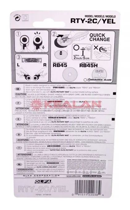 OLFA OL-RTY-2C/YEL нож круговой 45 мм.