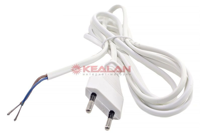 REXANT 11-1147 cетевой шнур белый, 2х0,75 мм², 1,8 м.
