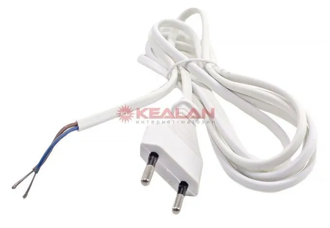 REXANT 11-1147 cетевой шнур белый, 2х0,75 мм², 1,8 м.