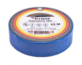 KRANZ изолента синяя, 0.13 мм, 19 мм, 25 м.