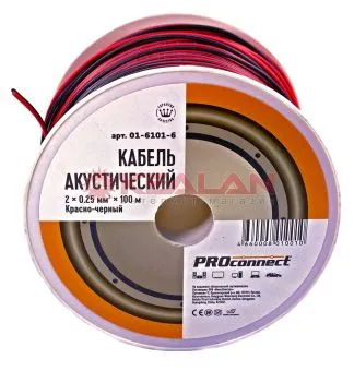 PROconnect 01-6101-6 акустический кабель, красно-черный, 2x0,25 мм², 100 м.