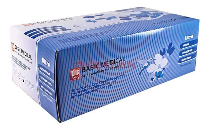 Basic Medical Ultra нитриловые перчатки, размер M, голубые, 200 шт.