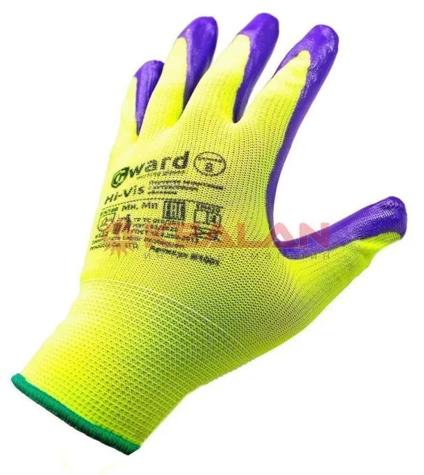 GWARD Hi-Vis перчатки нейлоновые с нитриловым покрытием, 8/M