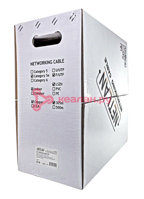 NETLAN кабель F/UTP 4 пары, Кат. 5e (Класс D), 100 МГц, одножильный, BC (чистая медь), внутренний, L