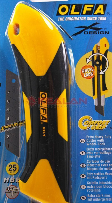 OLFA OL-XH-1 нож с выдвижным лезвием, двухкомпонентный корпус, трещоточный фиксатор, 25 мм.