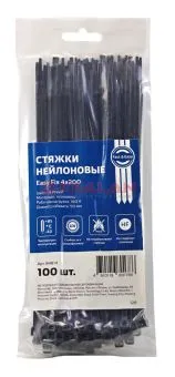 Fortisflex EasyFix 200x3.6 стяжки кабельные, черные, 100 шт.