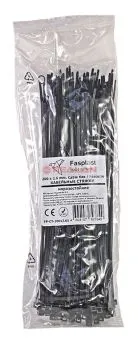 Fasplast 200x2.6 кабельные стяжки черные, морозостойкие, 100 шт.
