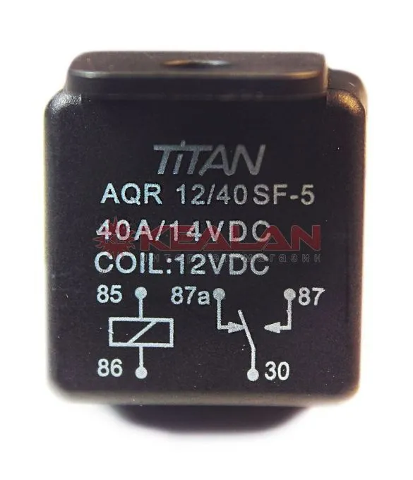 TITAN AQR реле 5 контактов, 12V, 40A, флюсостойкий корпус
