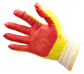 SIZN перчатки рабочие ХБ с двойным покрытием, красный латекс