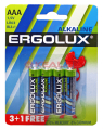 Ergolux  LR03 Alkaline BL 3+1 алкалиновая батарейка, в блистере 4 шт. 