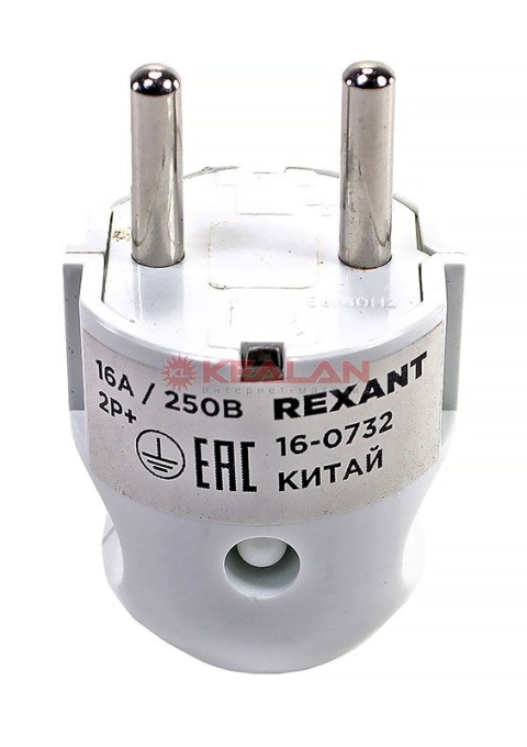 REXANT 16-0732 вилка евро прямая с з/к белая 16А