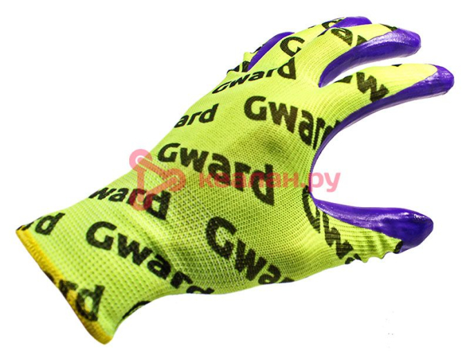 GWARD Hi-Vis with GWARD LOGOS перчатки нейлоновые с нитриловым покрытием с логотипированием, размер 