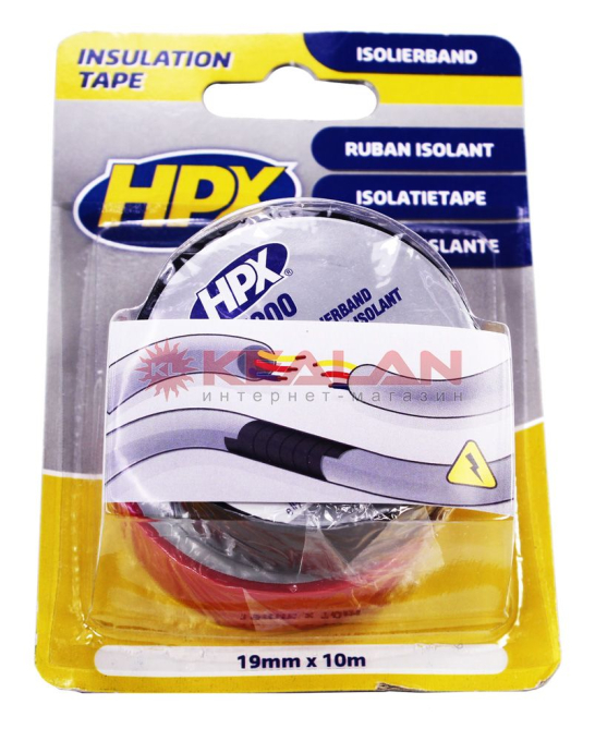 HPX IT1910 изолента ПВХ, черная и красная, 19 мм, 10 м.