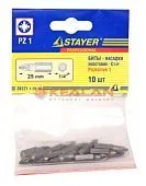 STAYER "PROFI" биты, хвостовик C 1/4", PZ №1, 25 мм, 10 шт