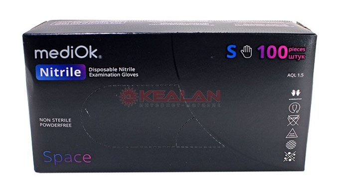 MEDIOK Space нитриловые перчатки, черные, размер S, 100 шт.
