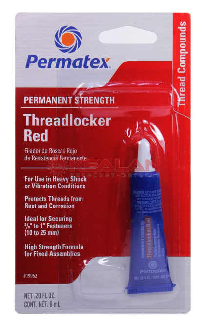 Permatex 19962 фиксатор резьбы для неразъемной фиксации, красный, 6 мл.