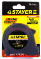 STAYER рулетка, корпус с резиновым напылением, автостоп, 19 мм, 5 м.