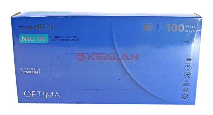 MEDIOK Optima нитриловые перчатки, голубые, размер M, 100 шт.