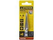 STAYER "MASTER" сверло ступенчатое по сталям и цвет.мет., сталь HSS, d=4-12мм, 9ступ.d 4-12, L- 65 м