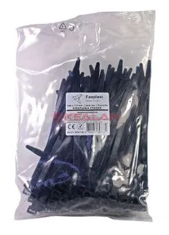 Fasplast 180x7.8 кабельные стяжки черные, морозостойкие, 100 шт.