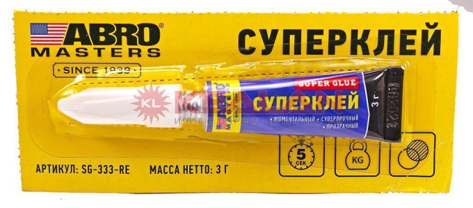 ABRO MASTERS SG-333-RE супер клей-гель, 3 г, 12 шт.